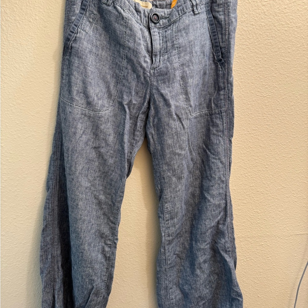 Pilcro Straight-Leg Linen Blend Pants in Heather Blue